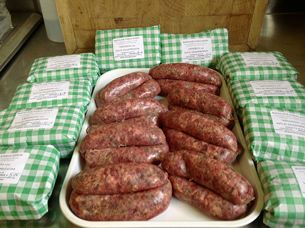 Venison & Wild Mushroom Sausages at Richline Farm Shop, W. Sussex